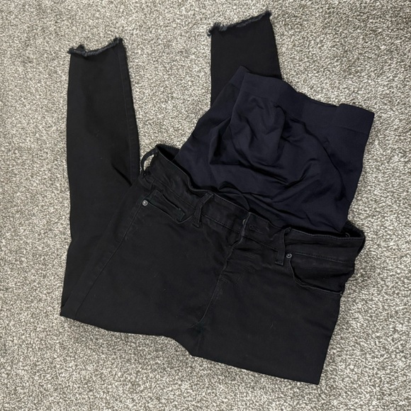 BLANQI Maternity Belly Support Skinny Jeans Black Distressed Size 6 - Picture 2 of 5